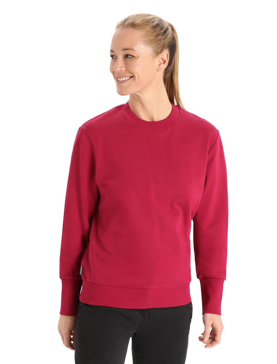 Women\'s Icebreaker Merino Central II Long Sleeve Sweatshirts Cherry | CA 1329DFMN